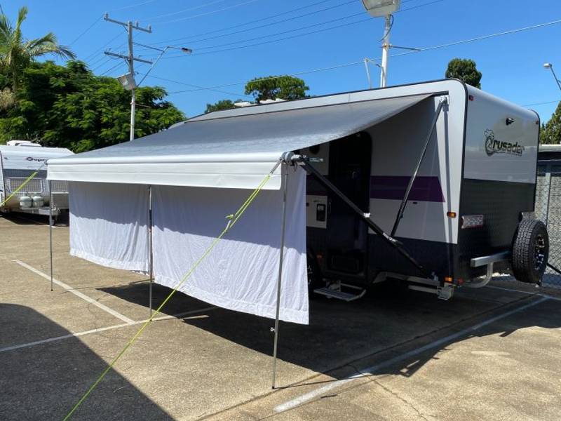 External View Sheets under Awning - All-in-One RV Awning Clothesline